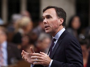 Federal Finance Minister Bill Morneau speaks in the House of Commons during Question Period, in Ottawa on October 18, 2016. (THE CANADIAN PRESS/Fred Chartrand)