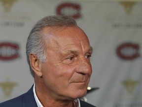 Former Montreal Canadiens great Guy Lafleur meets the press at the annual Guy Lafleur Awards of Excellence and Merit for young hockey players at the Bell Centre in Montreal Tuesday, June 7, 2016. (John Kenney/MONTREAL GAZETTE)