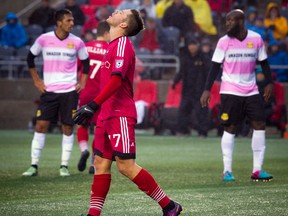 Fury FC's Carl Haworth laments a missed scoring chance against Fort Lauderdale on Oct. 29. (Ashley Fraser, Postmedia Network)