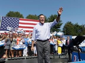 In a Sept. 13, 2012 file photo, Republican presidential candidate, former Massachusetts Gov. Mitt Romney campaigns at Van Dyck park in Fairfax, Va. In September 2012, shortly before voters were to choose between Romney and Democratic incumbent Barack Obama, a secretly recorded video emerged that caught the GOP nominee saying 47 percent of Americans pay no taxes and consider themselves as victims. The comment only fed into an existing impression by many voters that Romney wasn’t looking out for ordinary people. (AP Photo/Charles Dharapak, File)