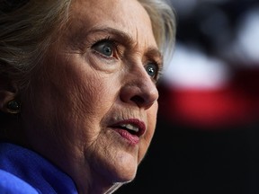 US Democratic presidential nominee Hillary Clinton speaks during a "Community in Unity" rally in Wilton Manors, Florida, on October 30, 2016. Polls showed the US election tightening as Hillary Clinton campaigned in the crucial state of Florida, grappling with the fallout from the FBI director disclosing more of her emails were under review. (JEWEL SAMAD/AFP/Getty Images)