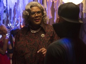 In this image released by Lionsgate, Tyler Perry portrays Madea in a scene from, 'Tyler Perry's Boo! A Madea Halloween.' (Daniel McFadden/Lionsgate via AP)