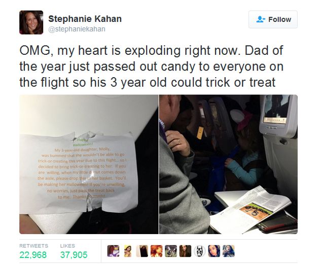 'Dad of the year' takes daughter trick-or-treating on flight | Toronto Sun