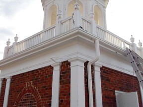 Image of Strathroy's bell tower, which sits on top of the town hall building and is in need of repair. File photo.