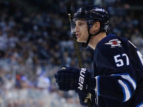 Tyler Myers will be out of the lineup again Tuesday night for the Winnipeg Jets. (JOHN WOODS/THE CANADIAN PRESS FILE PHOTO)