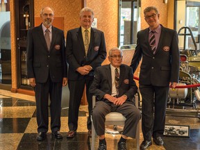 Canadian Drag Racing Hall of Fame members Wayne Lang, Bill Kydd, Charlie Haviland and Bob Elliot. (Photo submitted)
