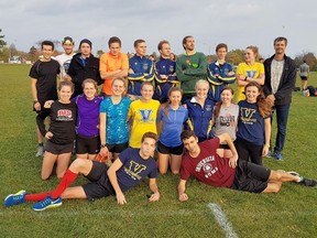 The Laurentian University Voyageurs cross-country running team poses for a photo en masse at the OUA championships last weekend. Special to The Star
