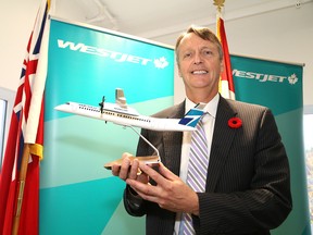 Lyell Farquharson, vice-president of sales for WestJet, was  in Sudbury, Ont. on Tuesday November 1, 2016 to announce WestJet's plans to offer daily service between the Greater Sudbury Airport and Toronto Pearson International Airport starting February 3, 2017. John Lappa/Sudbury Star/Postmedia Network