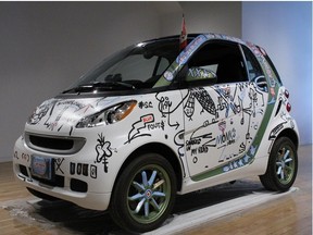 London native Jason McLean?s 2013-2016 Smart Art Car Coleman?s Cooler, from his show at the Vancouver Art Gallery, is part of a new exhibition of his work opening Friday at Michael Gibson Gallery.