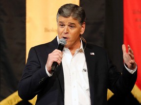 In this March 18, 2016 file photo, Fox News Channel’s Sean Hannity speaks during a campaign rally for Republican presidential candidate, Sen. Ted Cruz, R-Texas, in Phoenix. (AP Photo/Rick Scuteri, File)