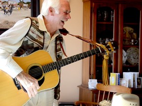 Don Brestler and his 60-year-old Martin Guitar have made music since 1958. His songs convey stories of old friends, cowboys, loners, misfits, love and loss and everything else in between. But now, Brestler is in need of a break he said. After recording a total of 382 songs, he is making his “last big splash” with the release of five compilation albums. | Caitlin Clow photo/Pincher Creek Echo