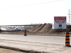 Construction continues on a major commercial plaza at 3405 Wonderland Rd., near Wharncliffe Road, as south London experiences a building boom after years of planning. (DEREK RUTTAN, The London Free Press)