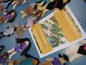 Students at Fanshawe College's Woodstock campus participated in a Faceless Dolls Exhibit last week, making felt and fabric dolls to represent the 1,200 missing and murdered indigenous women in Canada. Woodstock was the first stop, but the workshop is now traveling to other campuses, and the full display will do a similar circuit in 2017. (Submitted)