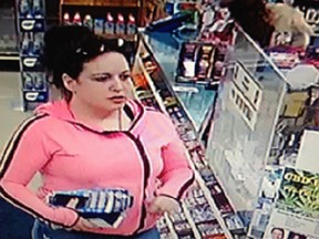 Peel police released this image of a woman sought in a series of scratch ticket thefts from convenience stores.