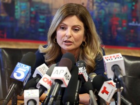 Attorney Lisa Bloom announces the cancellation of the press conference for Trump accuser 'Jane Doe' on November 2, 2016 in Woodland Hills, California. Bloom stated that the woman, who has gone by 'Jane Doe' and who accuses Donald Trump of sexual assault when she was 13, backed out of the press conference due to fear after 'numerous threats.' (Frederick M. Brown/Getty Images)
