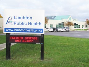 The Lambton County Health building, at 160 Exmouth St., is shown here on Thursday November 3, 2016 in Point Edward, Ont. The public health agency is part of a project aimed at increasing access to health care for members of the lesbian, gay, bisexual, trans, queer, two-spirit, intersex and asexual communities. (Paul Morden/Sarnia Observer/Postmedia Network)