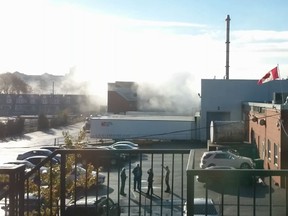 Smoke can be seen in the Bloor-Lansdowne area on Thursday, Nov. 3, 2016. (Screengrab)