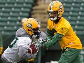 Mike Reilly and John White, shown here at practice in October, shared player of the week honours twice this season. (David Bloom)