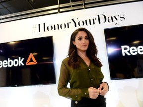 Meghan Markle attends REEBOK #HonorYourDays at Reebok Headquarters on April 28, 2016 in Canton, Massachusetts. Markle's saucy scenes with Suits co-star Patrick J. Adams are a hit on Pornhub. (Photo by Darren McCollester/Getty Images for REEBOK)