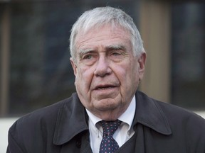 Bruce Carson leaves the courthouse after appearing in court for a verdict in his case, Tuesday, November 17, 2015 in Ottawa. A judge is being asked to punish former Stephen Harper confidant Carson with a $50,000 fine for illegal lobbying.But Carson's lawyer says his client is on the verge of bankruptcy “unable to earn a living because of the controversy surrounding him” and can't afford to pay. (THE CANADIAN PRESS/Adrian Wyld)