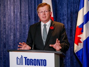 Budget Chief Gary Crawford talks to media at Toronto City Hall on Friday November 4, 2016. (Dave Thomas/Toronto Sun)