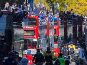 Thousands of Chicago Cubs fans pack Michigan Avenue during the Chicago Cubs 2016 World Series victory parade on November 4, 2016 in Chicago, Illinois.