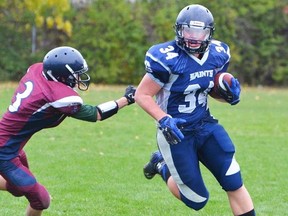MACK TRUCK: Running back Mack Kinnear has been a dominant force for the Quinte junior Saints this season. QSS meets undefeated Centennial in Saturday's Bay of Quinte football finals at MAS Park. (QSS Athletics photo)