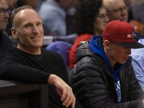 Blue Jays President and CEO Mark Shapiro watches the Raptors in NBA action against the Cavaliers in Toronto on Oct. 28, 2016. Shapiro will be in Scottsdale, Ariz., as the GM meetings get underway on Nov. 7. (Chris Young/The Canadian Press)