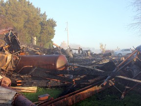 Images of the damage left by a barn fire, which took place Sunday night, Nov. 6. JONATHAN JUHA/ STRATHROY AGE DISPATCH/ POSTMEDIA NETWORK