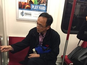 Toronto Police released this photo Nov. 7 of a man suspected of recording up a skirt on the TTC subway Nov. 3, 2016. (Toronto Police handout)