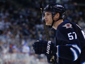 Winnipeg Jets' Tyler Myers could be back in action Tuesday night for the Jets when they face Dallas. (THE CANADIAN PRESS/John Woods file photo)