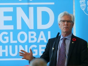 MP Jim Carr announced $125 million over five years for the Canadian Foodgrains Bank. The funding will support efforts to provide food to affected communities during conflicts and natural disasters. The announcement was made at the Canadian Mennonite University. (CHRIS PROCAYLO/WINNIPEG SUN)