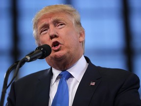 Republican presidential nominee Donald Trump holds a campaign rally at the J.S. Dorton Arena November 7, 2016 in Raleigh, North Carolina. With less than 24 hours until Election Day in the United States, Trump and his opponent, Democratic presidential nominee Hillary Clinton, are campaigning in key battleground states that each must win to take the White House. (Photo by Chip Somodevilla/Getty Images)