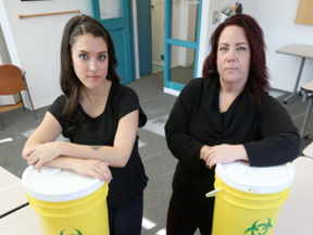 Sophie Lightfoot, left, and Nikki Jalbert pose for a photo at the  Daisy's Drop In in Ottawa Monday Nov 7, 2016. Sophie is a RN and Nikki Jalbert is a counsellor with a program called Daisy's Drop In, a program for sex workers that offers them a hot breakfast, access to health care and harm reduction materials such as needles and condoms. (Tony Caldwell, Postmedia)