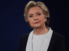 U.S. Democratic presidential nominee Hillary Clinton listens to a question during the town hall debate at Washington University on Oct. 9, 2016 in St Louis, Mo.  (Chip Somodevilla/Getty Images)