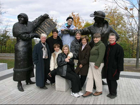 The Envisioning Group, Ottawa feminists who hope to celebrate the first female president of the U.S., were photographed at the Famous Five monument in 2003. Seated, from left, are Rose Mary Murphy and Karen Seabrooke. Standing are Fern Martin, Donna Johnson, Helen Levine, Jan Andrews, Simone Thibault, Kate Hughes and Shirley Judge (deceased)