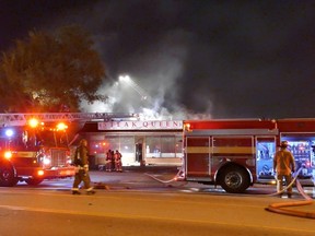 Toronto Fire battles a blaze at Steak Queen - the Etobicoke eatery made famous by Rob Ford (Pascal Marchand photo)