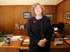 Emily Mountney-Lessard/The Intelligencer
Dr. Ann Marie Vaughan, new president and CEO of Loyalist College, is shown here in her office on her second day at work on Tuesday in Belleville.