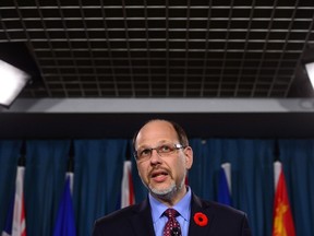 Correctional Investigator of Canada Howard Sapers holds a news conference on Parliament Hill in Ottawa on Monday, Oct. 31, 2016. (THE CANADIAN PRESS/Sean Kilpatrick)
