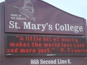 The football field at the new St. Mary's College site on Second Line East is named after Rev. Brian Higgins.