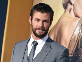 Chris Hemsworth arrives at the L.A. premiere of ‘The Huntsman: Winter’s War’ at the Regency Village Theatre on Monday, April 11, 2016. (Jordan Strauss/Invision/AP)