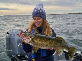 Ashley Rae catches a 10-pound walleye on the Bay of Quinte. (Supplied photo)
