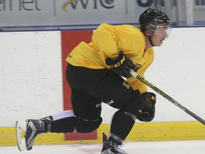 Rookie forward Nathan Dunkley skates at the Kingston Frontenacs training camp in August. (Ian MacAlpine/Whig-Standard file photo)