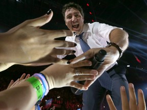 Prime Minister of Canada Justin Trudeau attends WE Day at Canadian Tire Centre in Ottawa Wednesday, Nov. 9, 2016. (Tony Caldwell/Postmedia Network)
