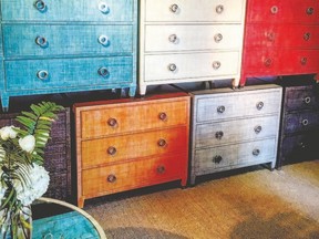 Painted dressers, bureaus, buffets, end tables, -table tops and more with the look and feel of hand-painted designs, ombre, florals, marine life, butterflies, graphic patterns and typography, all showed themselves on furniture at this year?s market. (Submitted photo)