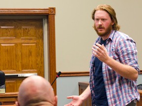 Alex Menary, president of Square Brew Inc., explains to Goderich council the idea behind is new company that he plans to open at 430 Parsons Court. (Darryl Coote/The Goderich Signal Star)