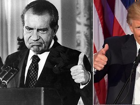 Former U.S. president Richard Nixon, left, and president-elect Donald Trump are pictured in these file photos. (AFP/Getty Images Files)