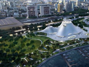 This was how the museum was expected to look before George Lucas pulled the plug on locating it in Chicago. (Lucas Museum of Narrative Art via AP, File)