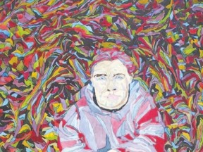 This watercolour, titled amorphous edges, self portrait, is by late London artist kerry ferris.