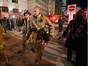 First responders leave the LRT area at Laurier and Waller after a piece of shotcrete fell in the tunnel in Ottawa, November 10, 2016. (Jean Levac, Postmedia)